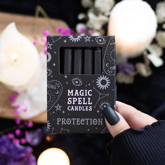 Sada 12 čiernych magických sviečok „Ochrana“