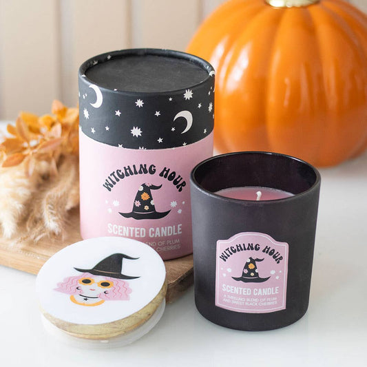 Halloweenska sviečka Witching Hour Slivka a čierna čerešňa