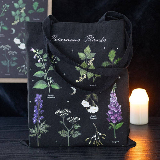 Gotická botanická polybavlnená taška s jedovatými rastlinami